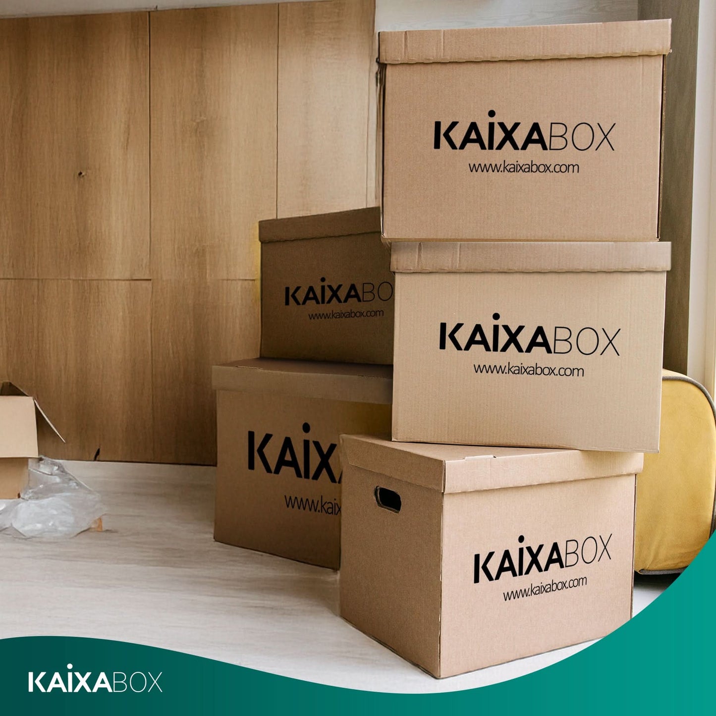 Kit Caixas Organizadoras KaixaBox, Caixa com Tampa e Alça para Transporte, Montagem Simples sem Fita