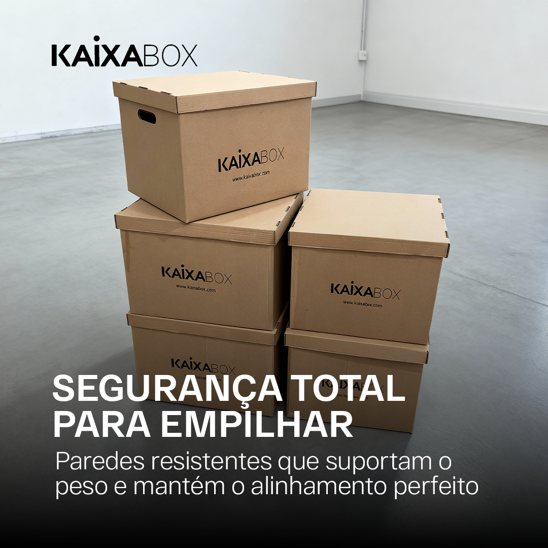Kit Caixas Organizadoras KaixaBox, Caixa com Tampa e Alça para Transporte, Montagem Simples sem Fita