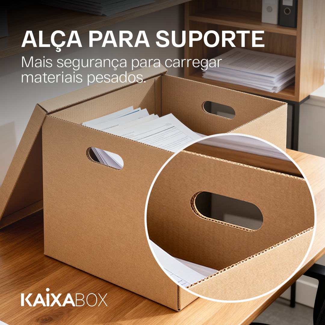 Kit Caixas Organizadoras KaixaBox, Caixa com Tampa e Alça para Transporte, Montagem Simples sem Fita